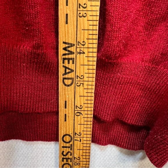 Brooks Brothers Mens V-Neck Wool Sweater Large Red Knit Pullover Cozy Casual - Picture 6 of 10